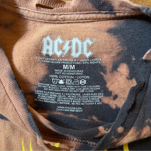 AC/DC Highway to Hell Bleach tie dye Cutoff distressed Unisex shirt Top size M - Picture 9 of 12